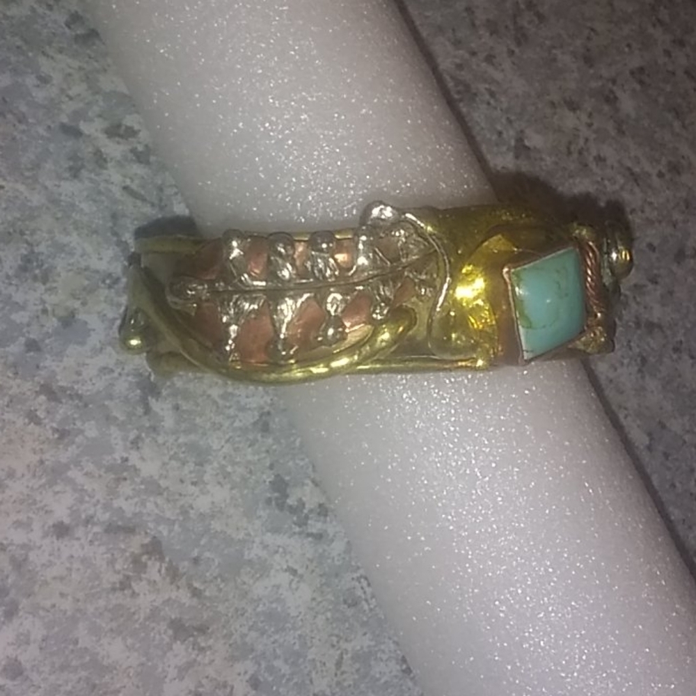 Stunning silver turquoise copper bracelet